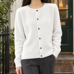 Soft Wool Button-Front Cardigan