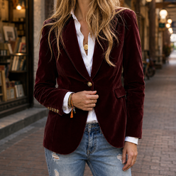 Blazer Polyester Slim Fit with Single Button and Notched Lapels