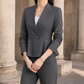 Peplum Blazer Polyester Fitted with Wrap-Effect Front and V Neckline
