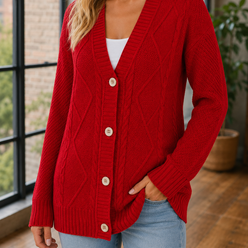 Cable Knit V-Neck Jumper