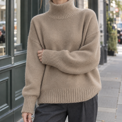 Relaxed Roll Neck Jumper with Generous Sleeves