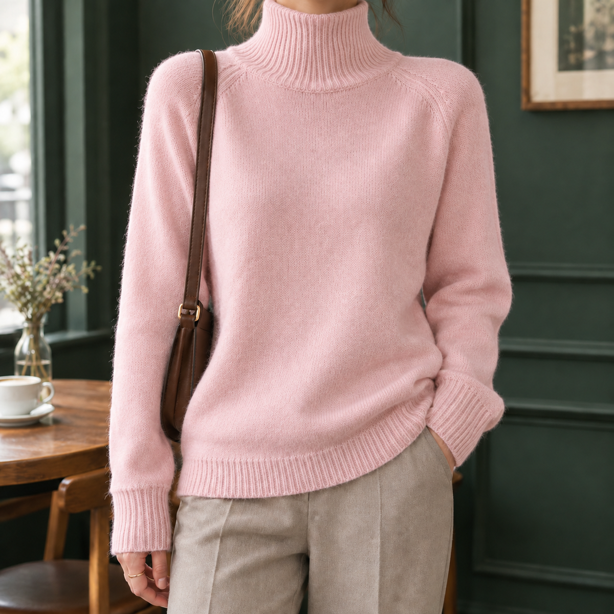 Ribbed Roll Neck Jumper with Tall Collar