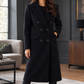 Coat Cashmere-Feel Brushed Polyester Double-Breasted Long Tailored