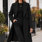 Coat Wool Longline Straight with Waist Tab and Wide Turned-Back Cuffs