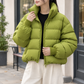 Puffer Jacket Duck Down Quilted with Sculpted Stand Collar and Zip