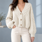 Deep V-Neck Cable Cardigan