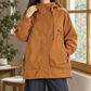 Hooded Utility Jacket Cotton Blend with Drawcord and Four Pockets