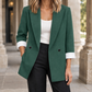 Blazer Polyester Relaxed Longline Double-Breasted with Broad Lapels