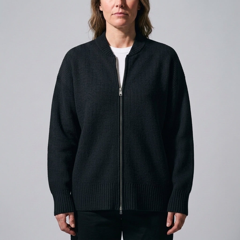 Zip-Up Knitted Cardigan