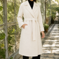 Overcoat Wool Blend Belted Longline with Classic Notched Lapels