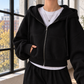 Cropped Fleece-Lined Zip Hoodie