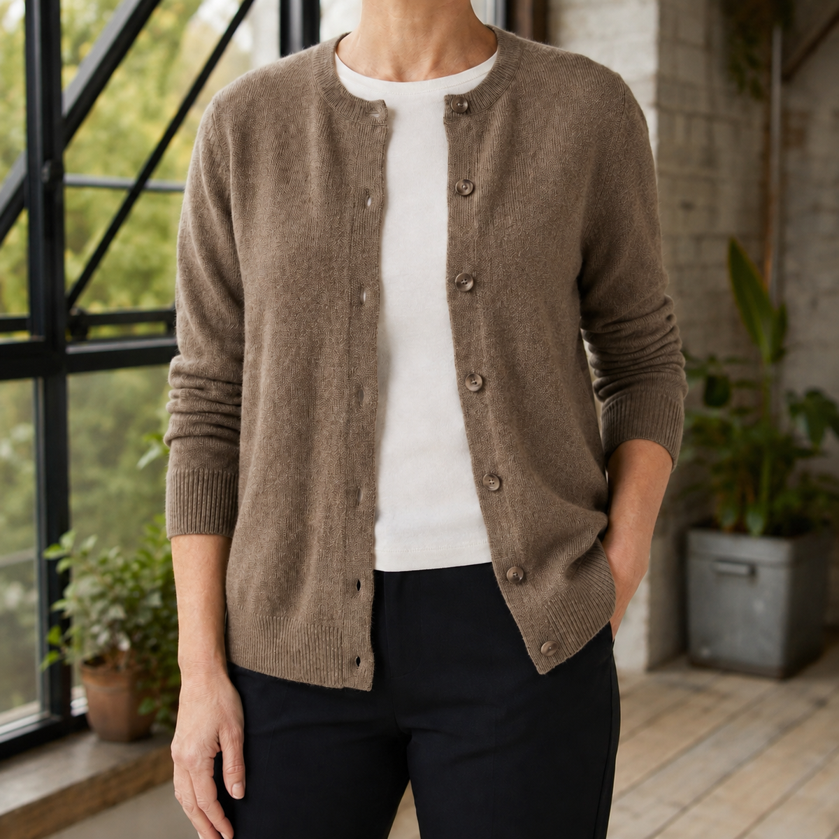Buttoned Soft Knit Cardigan
