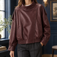 Moto Jacket Faux Leather Cropped with Pebbled Finish and Stand Collar