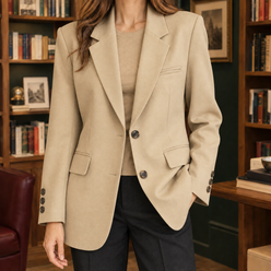 Blazer Polyester Tailored with Notched Lapels and Two-Button Front