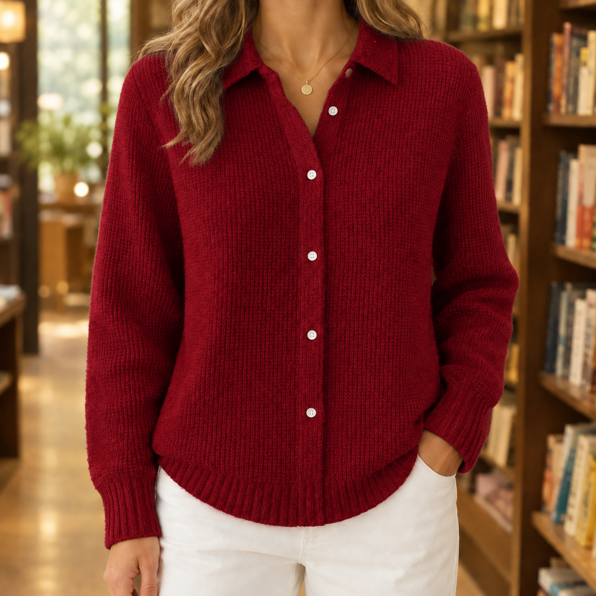 Collared Cotton-Blend Jumper