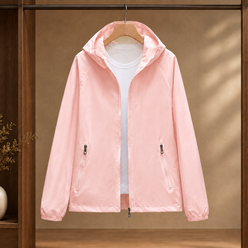 Hooded Jacket Polyester with Full Zip and Two Zipped Pockets