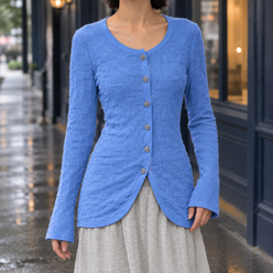 Linen-Blend Sculpted Texture Cardigan