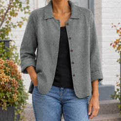 Blazer Polyester Relaxed with Open Notched Collar and Five Buttons