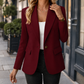 Blazer Polyester Fitted Hip-Length with Single Button and Flap Pockets