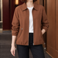 Zip Jacket Polyester with Pointed Collar, Drawcord Hem and Hip Pockets