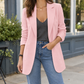 Blazer Polyester Tailored Longline with Notched Lapels