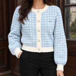 Cropped Houndstooth Cardigan