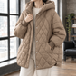 Quilted Jacket White Duck Down Oversized with Generous Hood and Zip