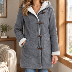 Jacket Polyester Toggle Front with Plush-Lined Hood and Pockets