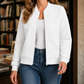 Bomber Jacket Polyester with Raised Geometric Texture and Full Zip