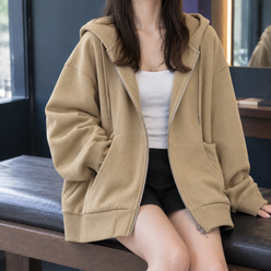 Oversized Fleece Cocoon Zip Hoodie