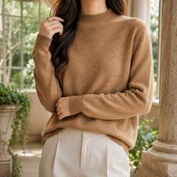 Soft Knit-Blend Mock Neck Jumper
