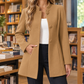 Blazer Polyester Longline with Stand Collar and Fabric-Covered Buttons