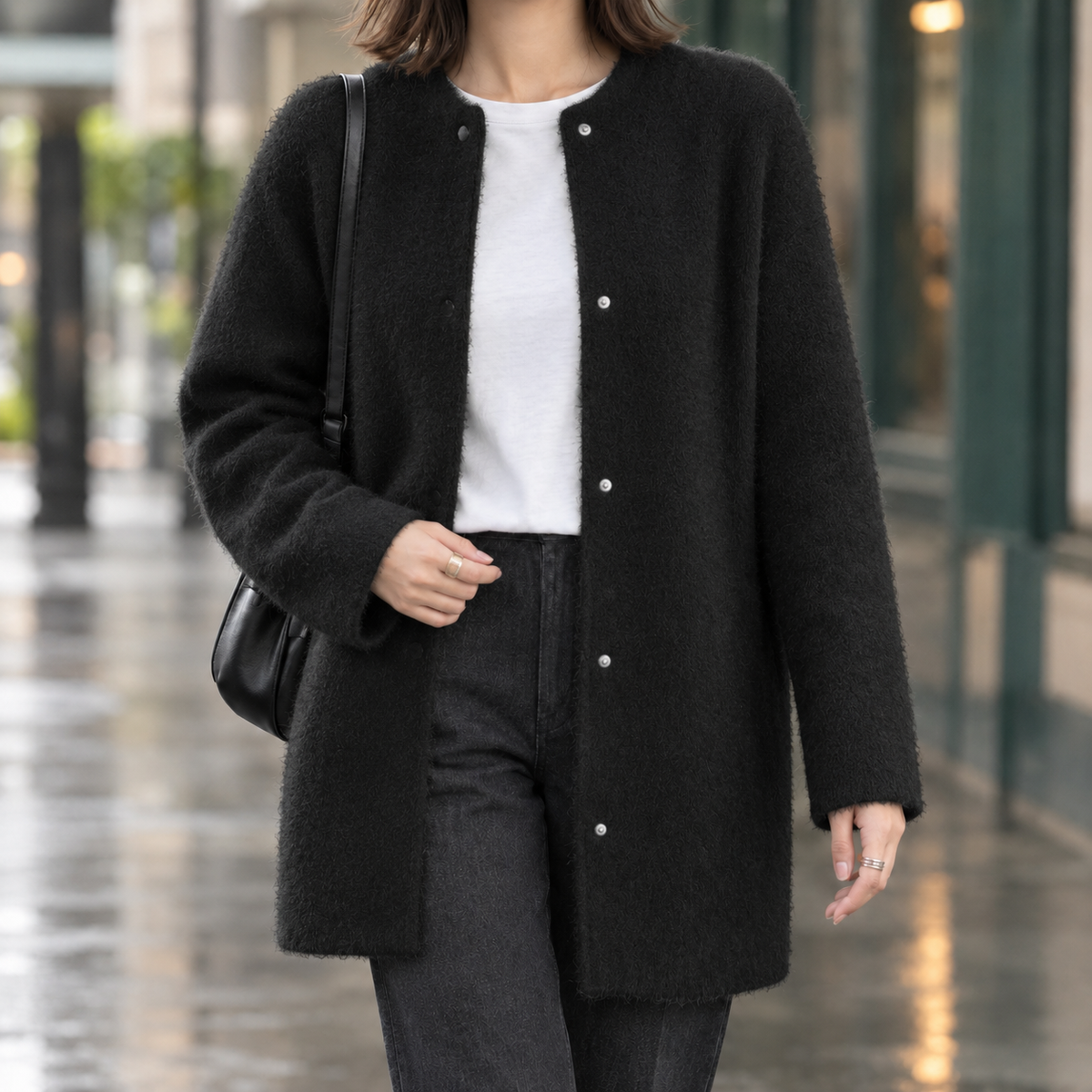 Brushed Cotton-Blend Longline Cardigan