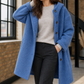 Hooded Coat Cotton Blend Loose Knee-Length with Broad Lapels