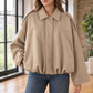Pilot Jacket Faux Suede Cropped with Concealed Zip and Bubble Hem