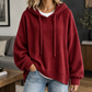 Ribbed Roomy Hoodie with Dropped Shoulders