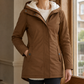 Parka Polyester Fitted with Pile-Lined Hood and Concealed Zip