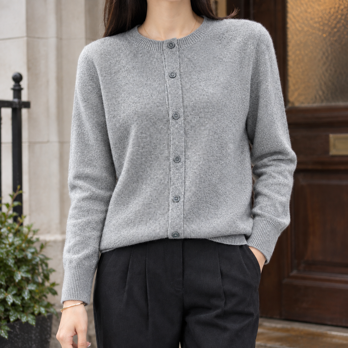 Wool-Rich Knit Cardigan