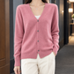 Fine Wool V-Neck Cardigan with Easy Drape