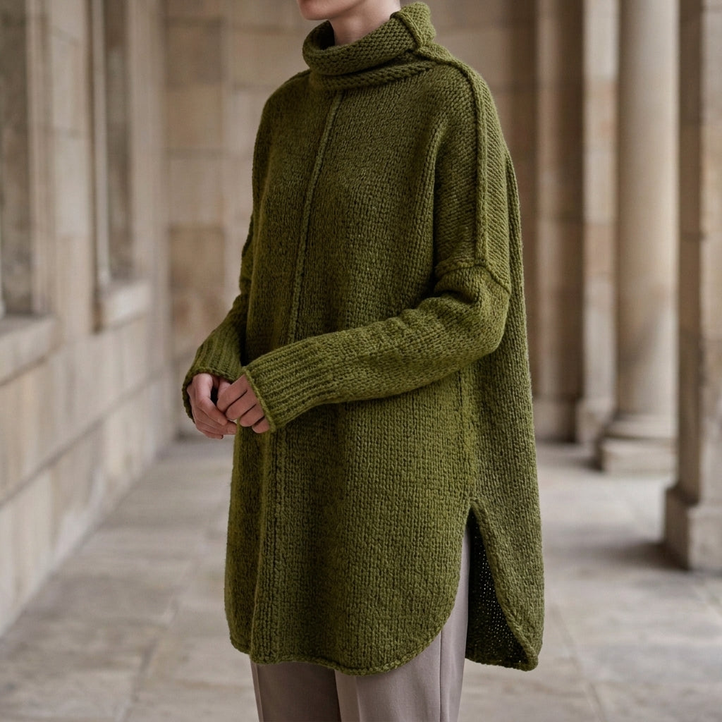 Cashmere-Feel Stacked Collar Jumper