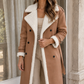 Coat Faux Leather Longline with Faux Shearling Trim and Matching Belt
