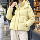 Puffer Jacket Down Filled Loose Waist-Length with Attached Hood