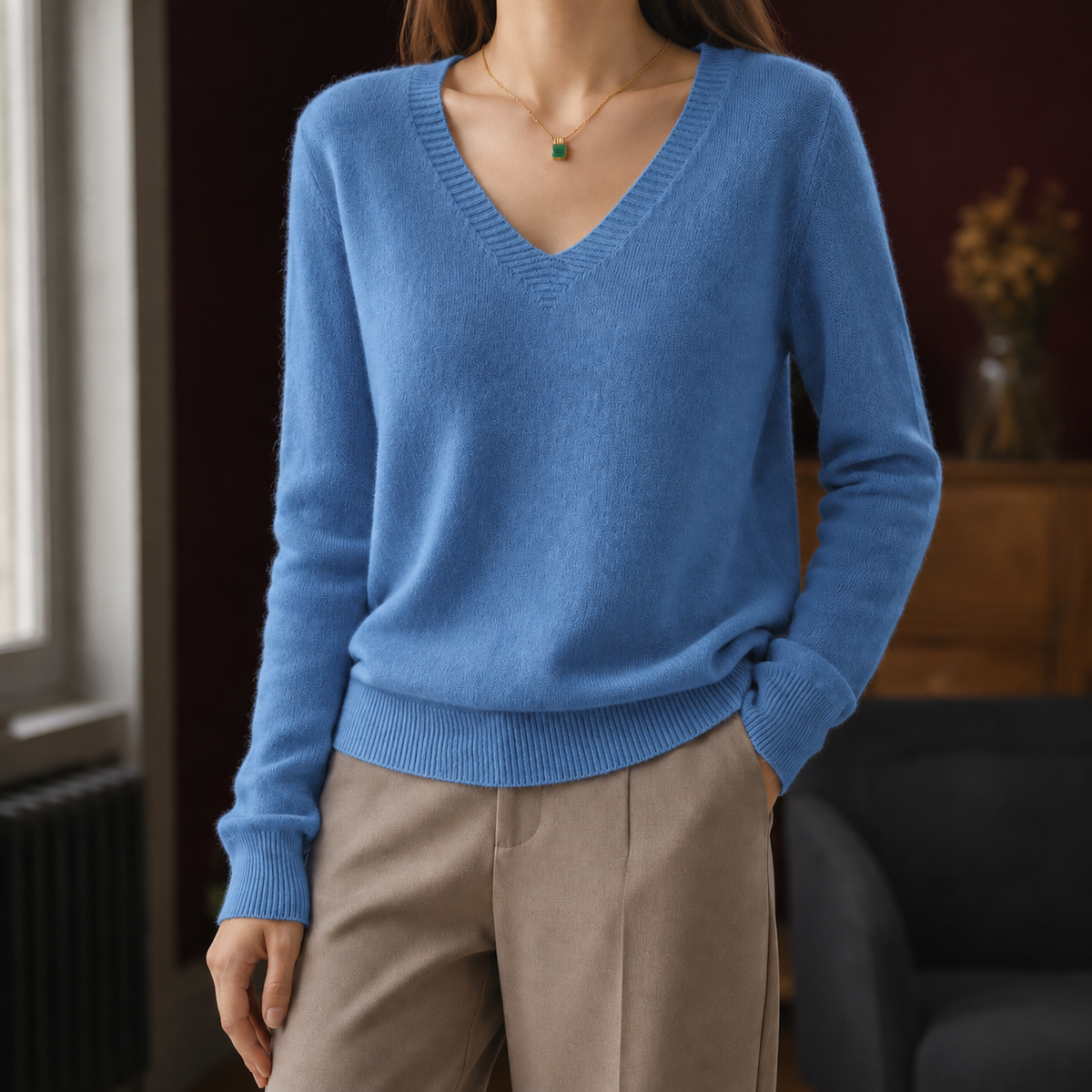Soft Knit V-Neck Jumper