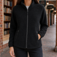 Fleece Jacket Soft Textured with High Stand Collar and Zip Pockets