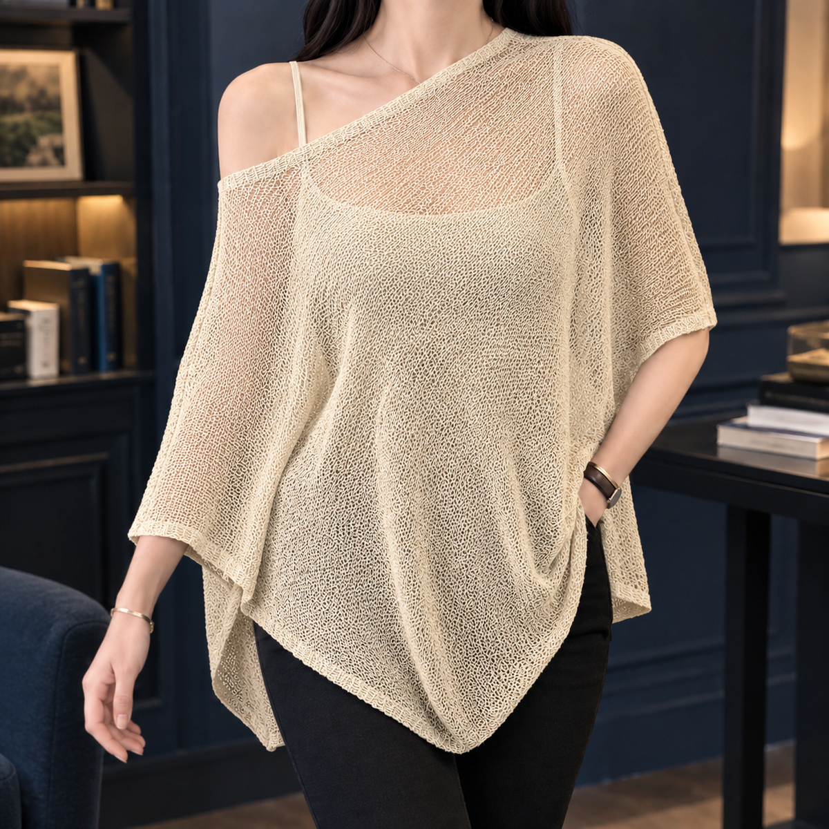 Asymmetric Silk-Blend Knit Top