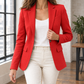 Blazer Polyester Single-Button with Notched Lapels and Shaped Waist