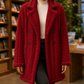 Coat Polyester Longline with Raised Cable Texture and Notched Lapels