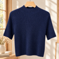 Finely Ribbed Lightweight Mock Neck Top