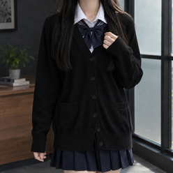 Cotton-Blend V-Neck Button Cardigan