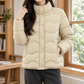 Quilted Jacket Duck Down Padded with Raised Collar and Snap Placket